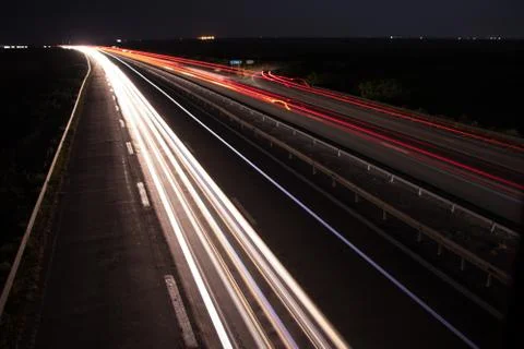 Light trails under the bridge Stock Photos