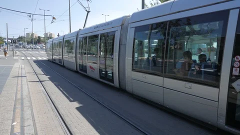 Light train jerusalem Vídeo Stock 94019372