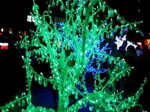 Light trees at Ottawa 2017 Glowfair. Stock-Footage 76797985