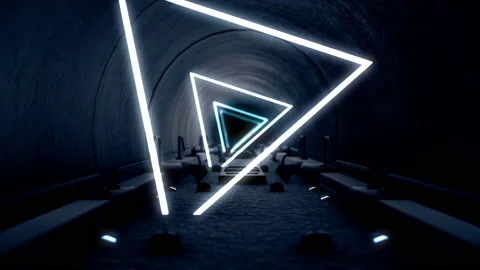 Light Triangle Tunnel in a 3D animation Stock Footage 239073458