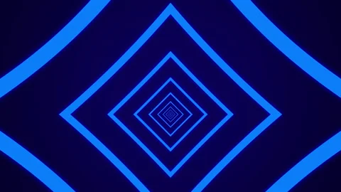 Light tunnel with blue square elements on a dark background Stock Footage 145842719