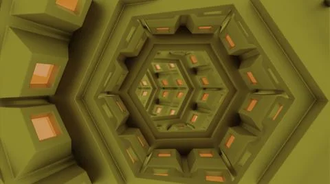 A light tunnel . Design. A yellow path with small orange squares around it Stock Illustration