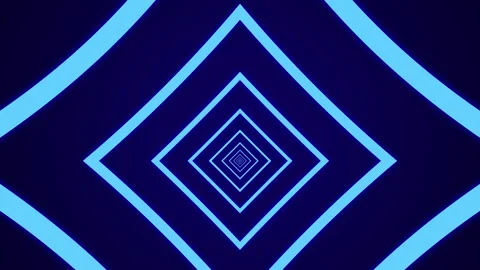 Light tunnel with light blue rectangular elements on a dark background Stock Footage 145842616
