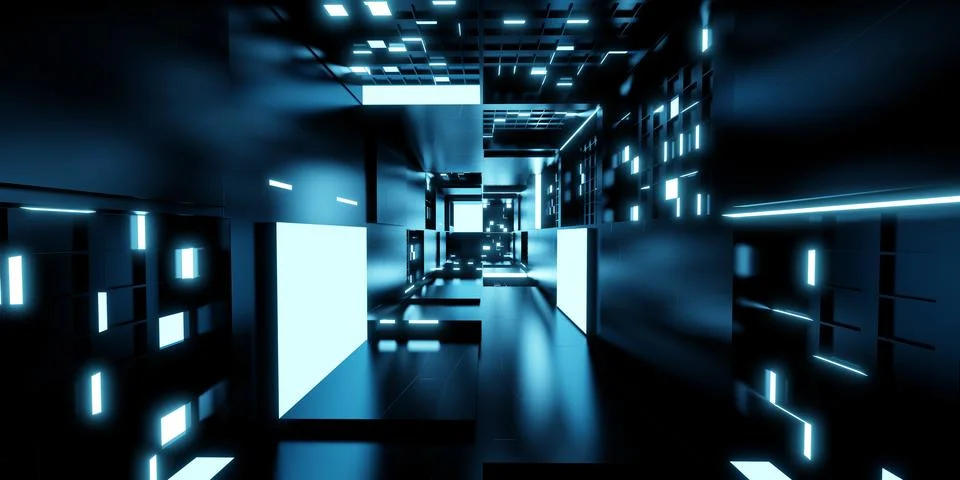 Light tunnel technology corridor modern futuristic science fiction backgrou.. Stock Illustration