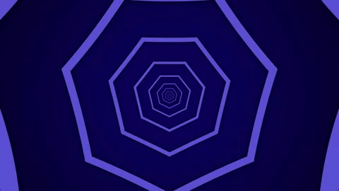 Light tunnel with violet heptagonal elements on a dark background Stock Footage 145842774