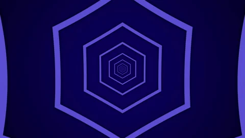 Light tunnel with violet hexagonal elements on a dark background Stock Footage 145842783
