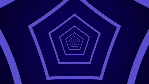 Light tunnel with violet pentagonal elements on a dark background Stock Footage 145842811