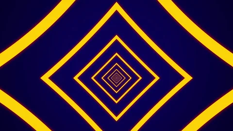Light tunnel with yellow square elements on a dark background Stock Footage 145842358