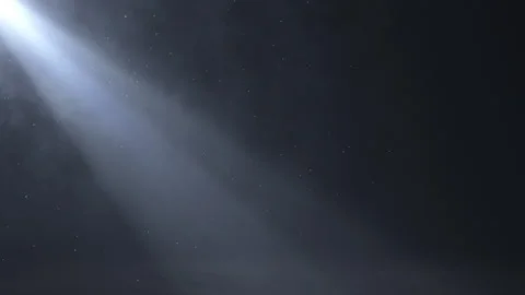 Light is turned on from darknes. Flare light beam with smoke and dust particles Stock Footage 253515309