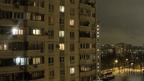 Light turns on and off in a building timelapse Stock Footage 82986139
