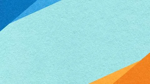 Light turquoise paper texture background with blue orange geometric corners.. Stock Photos