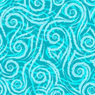 Light turquoise smooth lines corners and spirals with torn edges on a turquoise Stock-Illustration