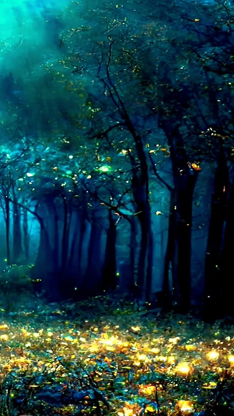 Light twinkling under the trees of the wilderness Stock Footage 252453534