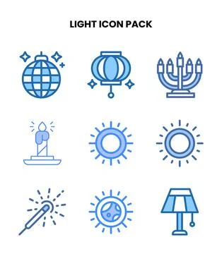 Light Two Colour Bundle Icons Pack Stock Illustration