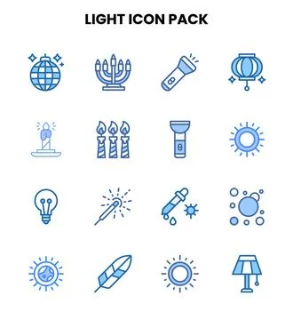 Light Two Colour Collection Icons Pack Stock Illustration
