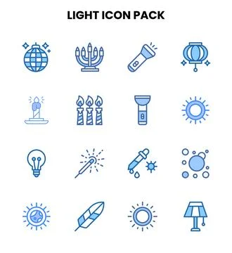 Light Two Colour Graphics Icons Pack Stock Illustration