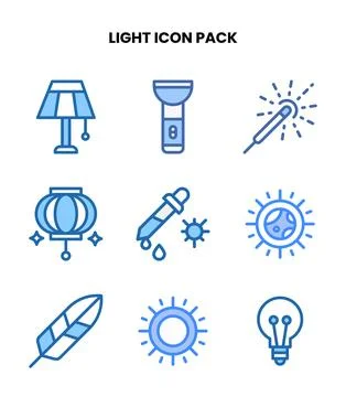 Light Two Colour Set Icons Pack Illustrazione stock