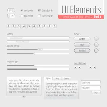 Light UI Elements Part 1: Sliders, Progress bar, Buttons, Authorization form, Stock Illustration