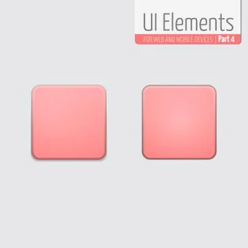 Light UI Elements Part 4: Square button with rounded corners. UI set. In defa Stock Illustration