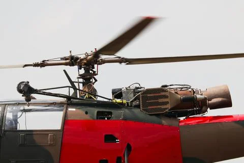 Light Utility Helicopter Rotor Engine with Cable Hoist Stock Photos