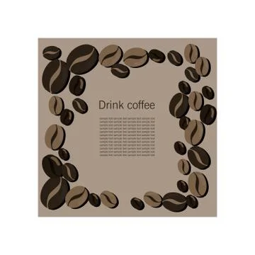 Light vector card with coffee beans Stock Illustration