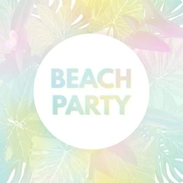Light vector hawaiian background with palm leaves and exotic tropical plants Stock Illustration