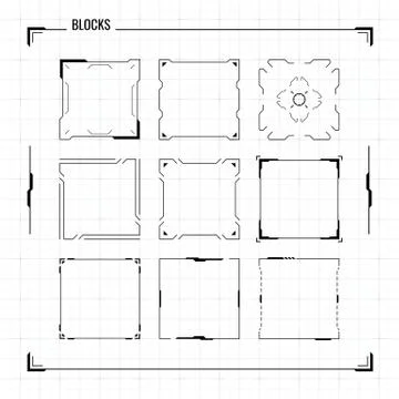 Light version of HUD square blank text blocks Illustrazione stock