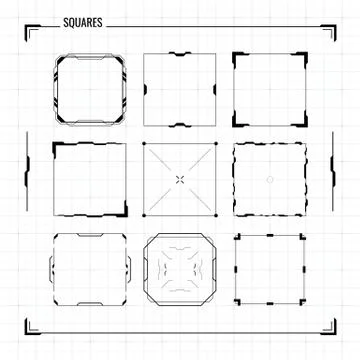 Light version of HUD square blank text blocks Illustrazione stock