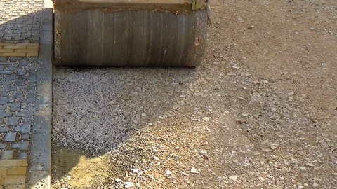 Light Vibration roller compactor at road construction Видео 91616088