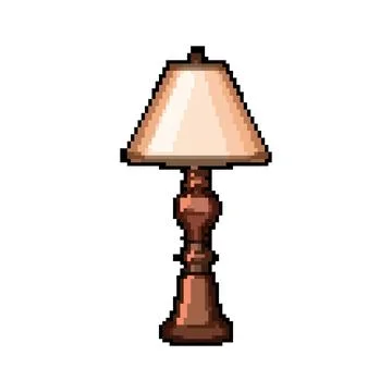 Light vintage table lamp pixel art vector illustration Stock Illustration