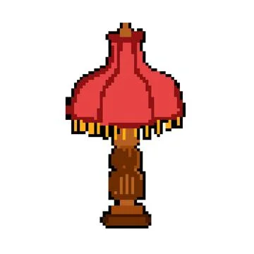 Light vintage table lamp pixel art vector illustration Stock Illustration