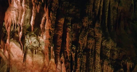 Light up walls inside stalactite caves, Leiria, Portugal Stock Footage 155257624