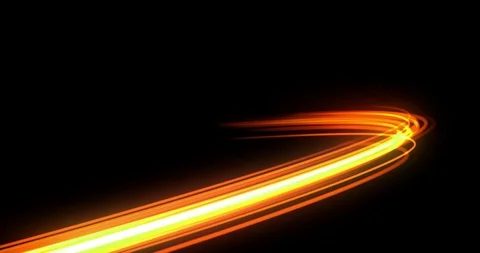 Light wave with trail path, orange neon glowing flash trace. Car lights trace Stock Footage 122047476
