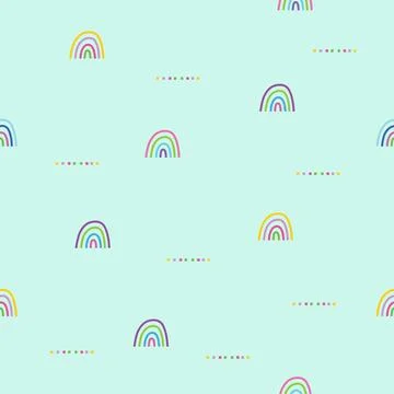 Light weather Rainbow seamless pattern background -  light blue background Stock Illustration