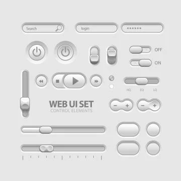 Light Web UI Elements Design Gray Stock Illustration