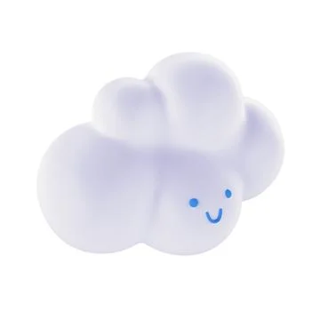 Light white 3d cloud icon face. Render soft round cartoon fluffy cloud icon Illustrazione stock