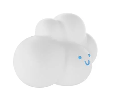 Light white 3d cloud icon face rendering. Render soft round cartoon fluffy cloud Stock Illustration