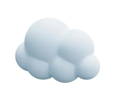Light white 3d cloud icon cute rendering. Render soft round cartoon fluffy cloud Illustrazione stock