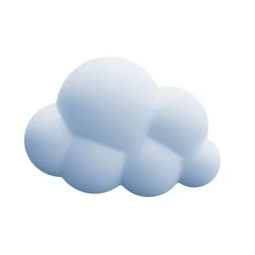 Light white 3d cloud icon cute rendering. Render soft round cartoon fluffy cloud Illustrazione stock