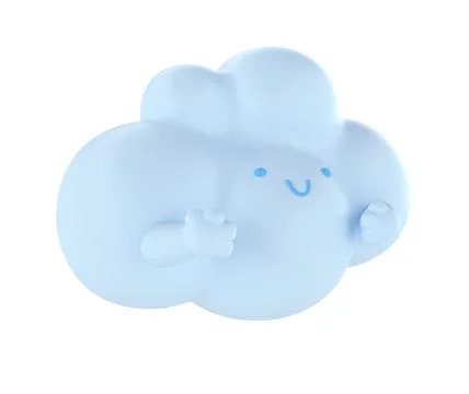 Light white 3d cloud icon cute rendering. Render soft round cartoon fluffy cloud Stock Illustration