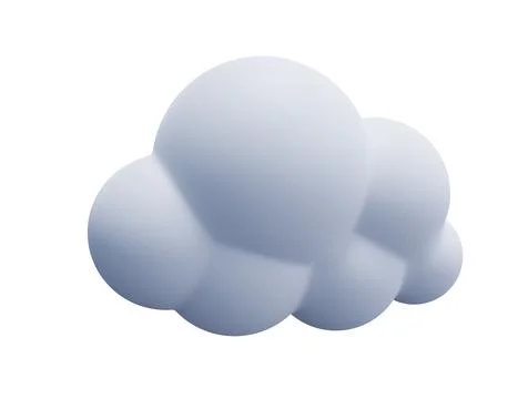 Light white 3d cloud icon cute rendering. Render soft round cartoon fluffy cloud Stock Illustration