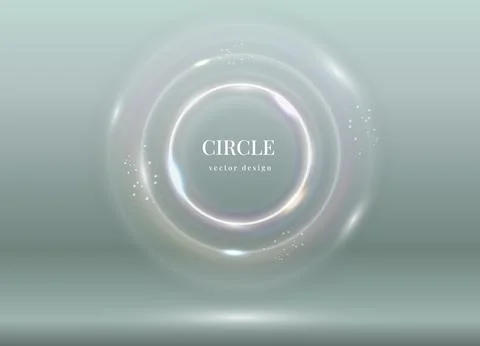 Light white circle. Glow effect. Shine sphere ring. Transparent flare bubble Stock Illustration