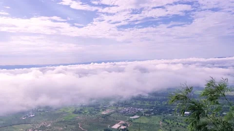 Light white clouds flew past in the bright blue sky. The summer of the sun's sco Stock-Footage 163710896