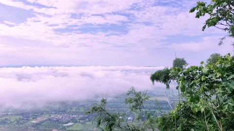 Light white clouds flew past in the bright blue sky. The summer of the sun's sco Stock-Footage 163710909