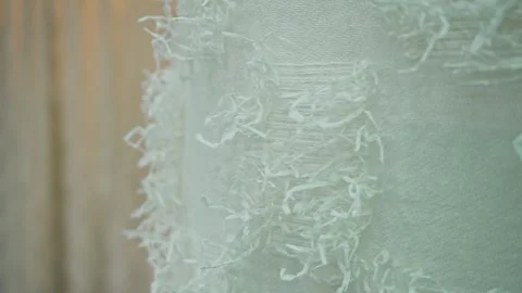 Light white curtain with geometric pattern Stock Footage 267970586