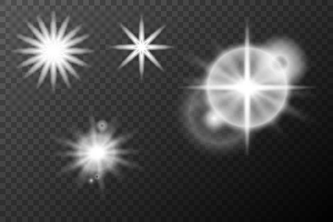 Light white effect: isolated flare, tire explosion, dust line, sun flare, sta Stock Illustration