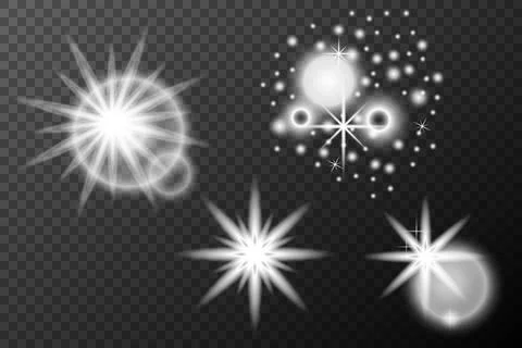 Light white effect: isolated flare, tire explosion, dust line, sun flare, sta Stock Illustration