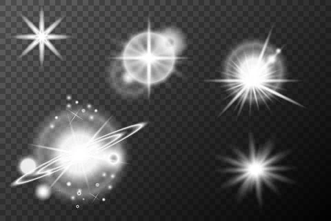 Light white effect: isolated flare, tire explosion, dust line, sun flare, sta Stock Illustration