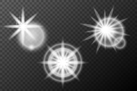 Light white effect: isolated flare, tire explosion, dust line, sun flare, sta Stock Illustration