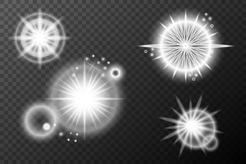 Light white effect: isolated flare, tire explosion, dust line, sun flare, sta Stock Illustration